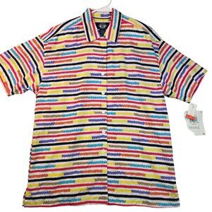 Womens Dockers 93 Small Button Down Shirt Colorful Pastel Striped Deadstock